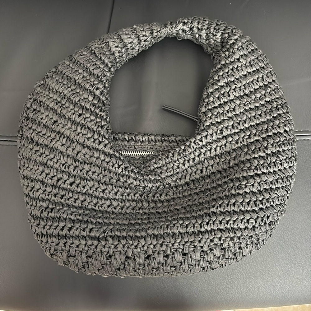 Mango Black Raffia Bag